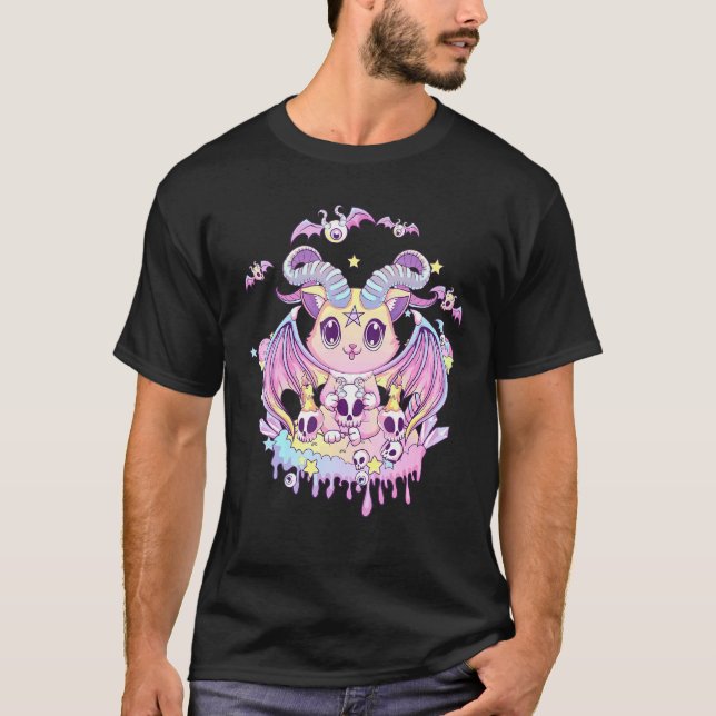 Camiseta Pastel Gótico Krampus Cat Cute Espeluznante Gato D (Anverso)