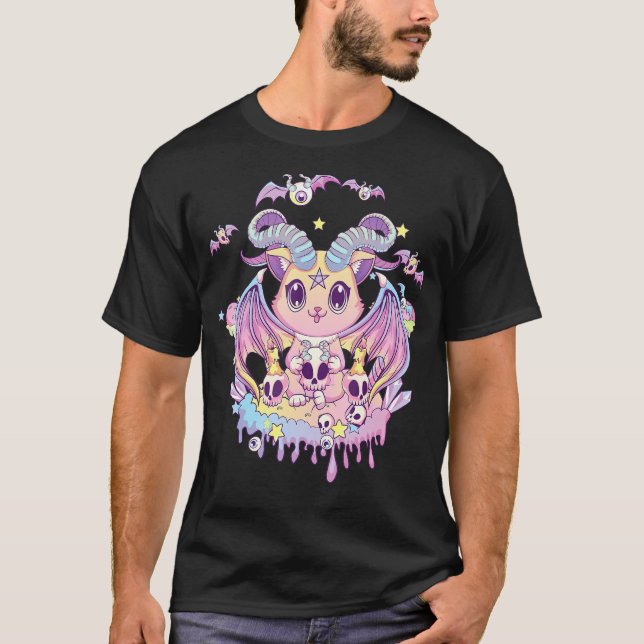 Camiseta Pastel Gótico Krampus Cat Cute Espeluznante Gato D (Anverso)