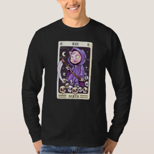 Camiseta Pastel Gótico Tarot Card The Death Grim Reaper Cat