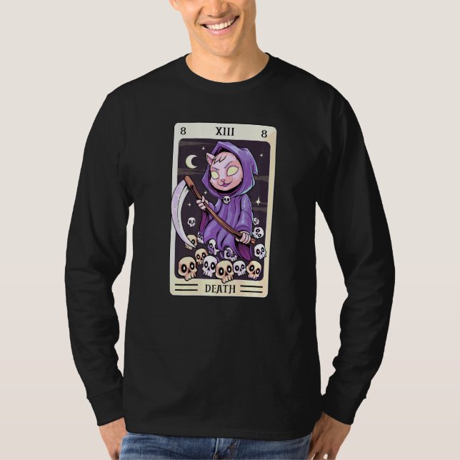 Camiseta Pastel Gótico Tarot Card The Death Grim Reaper Cat (Anverso)