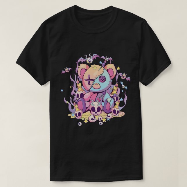 Camiseta Pastel Gótico Teddy Bear Voodoo Doll Cute Estética (Diseño del anverso)