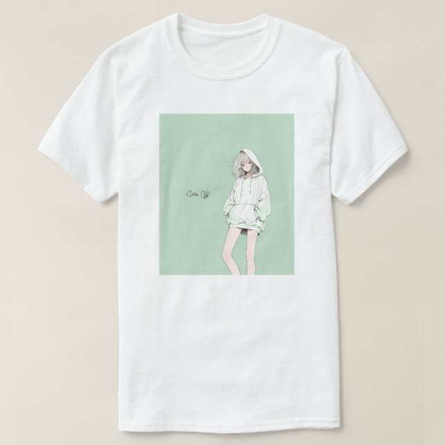 Camiseta Pastel Green JK Tシャツ｜寿司娘 GenerativeAI (Diseño del anverso)