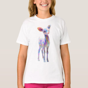 Camiseta Pastel Iridescente Caprichoso Ciervo Arcoíris Niño