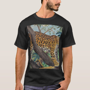 Camiseta Pastel jaguar: dibujo de la jungla.
