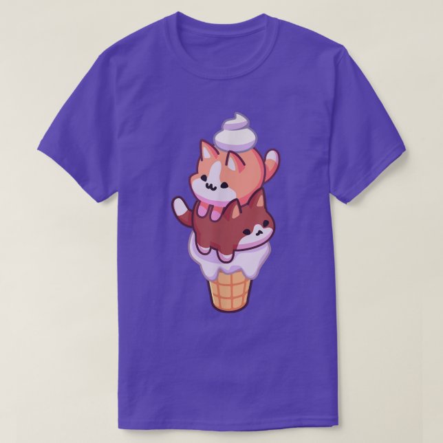 Camiseta Pastel Kawaii Helados Gatitos (Diseño del anverso)