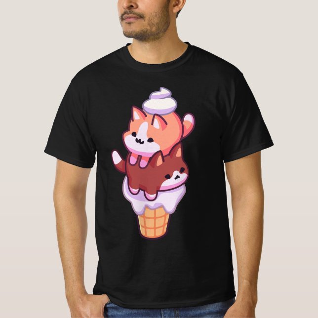 Camiseta Pastel Kawaii Ice Cream Kittens  (Anverso)
