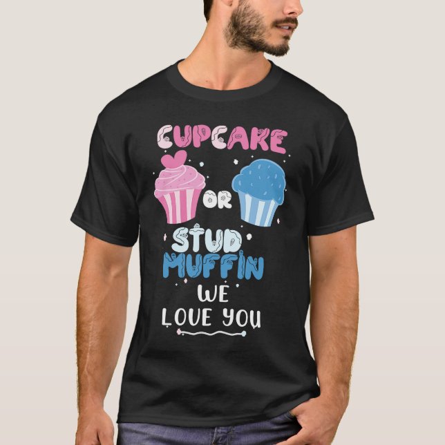 Camiseta Pastel O Muffin De Stud Te Ama Revelación De Géner (Anverso)