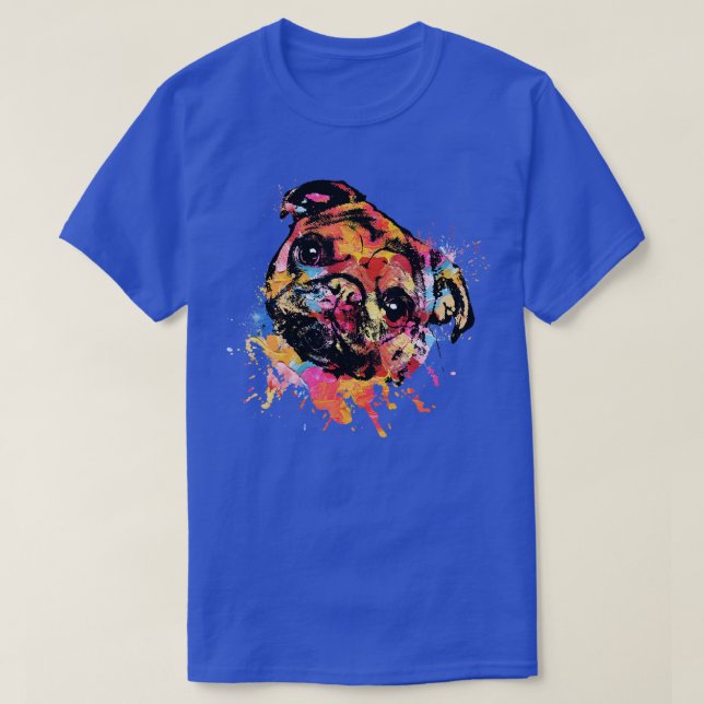 Camiseta Pastel Paint Pug perro (Diseño del anverso)