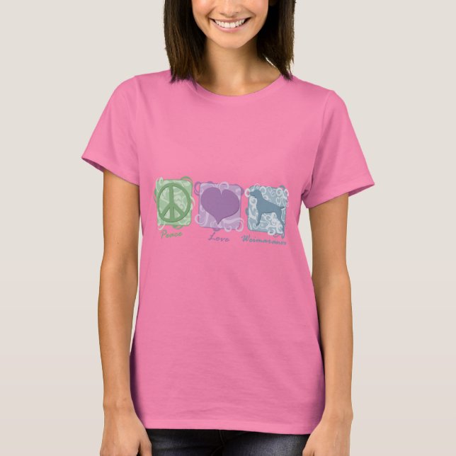 Camiseta Pastel Paz, Amor y Weimaraners (Anverso)
