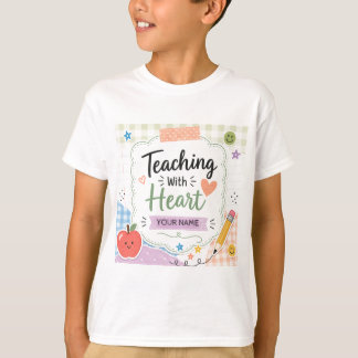 Camiseta Pastel Personalizado a Cuadros Enseñando Con Coraz