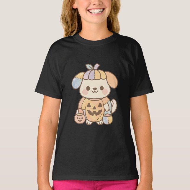 Camiseta Pastel Pumpkin Pup Kids T-Shirt | Cute Kawaii (Anverso)
