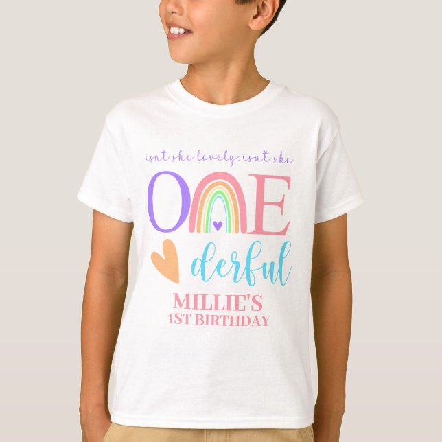 Camiseta Pastel Rainbow 1er cumpleaños Brother T-Shirt (Anverso)