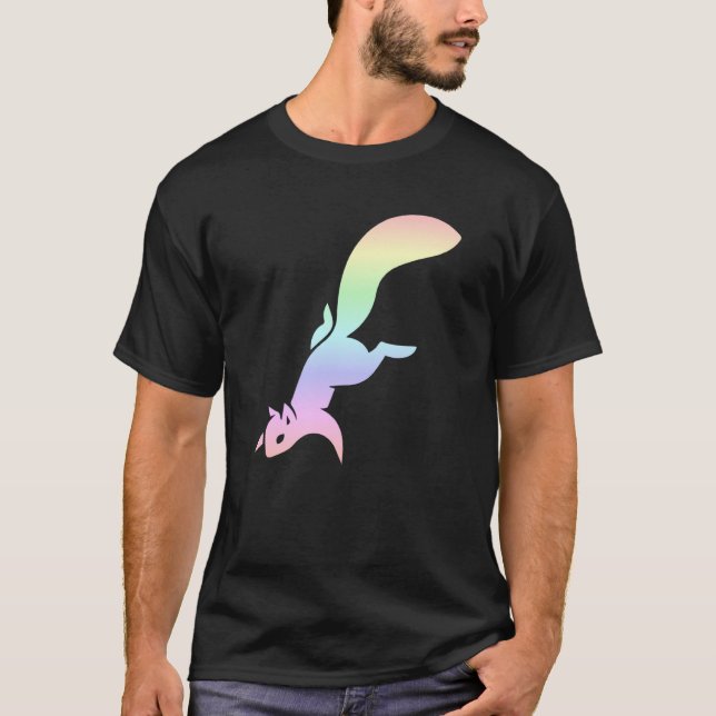 Camiseta Pastel Rainbow Squirrel Silhouette (Anverso)