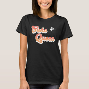 Camiseta Pastel Reina Coral Rosa Texto Coral Corona Cocina