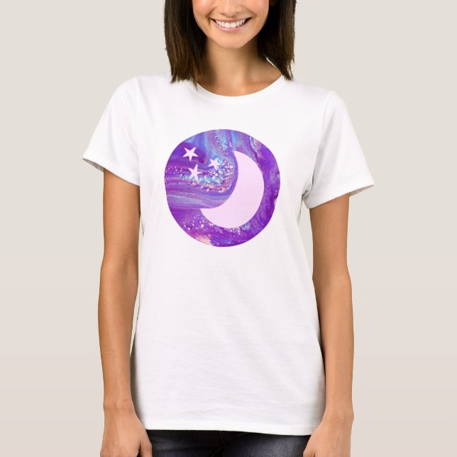 Camiseta Pastel Swirl Circle Moon & Stars Art (Anverso)