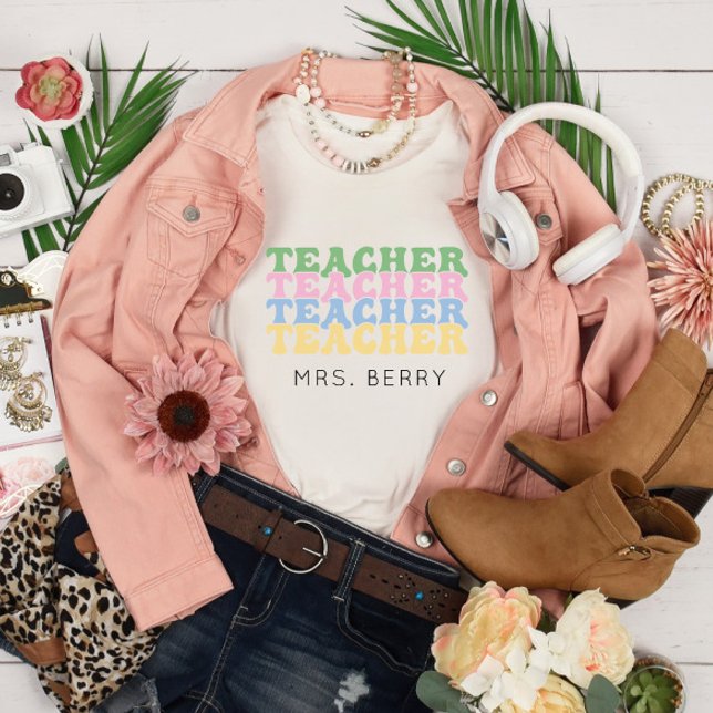 Camiseta Pastel Teacher Añadir tu nombre (Subido por el creador)