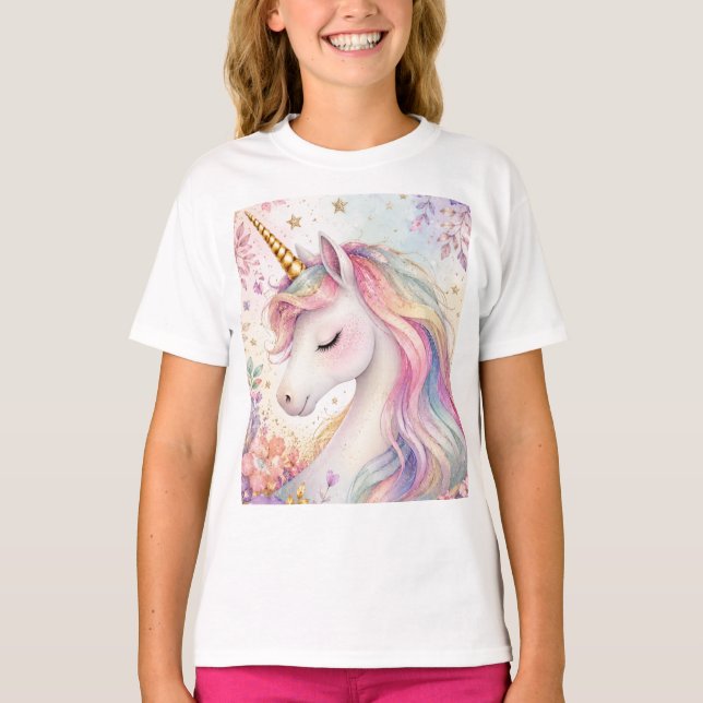 Camiseta Pastel Unicornio Floral (Anverso)