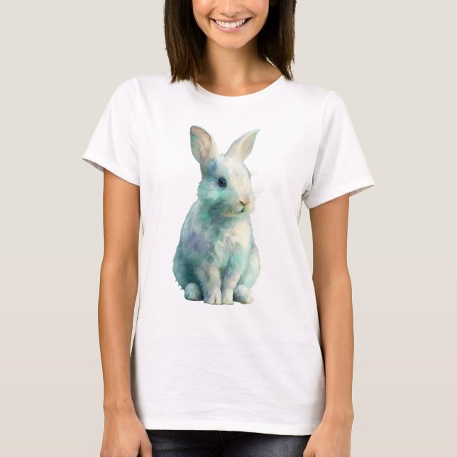 Camiseta Pastel Watercolor Whimsical Bunny Rabbit Women (Anverso)