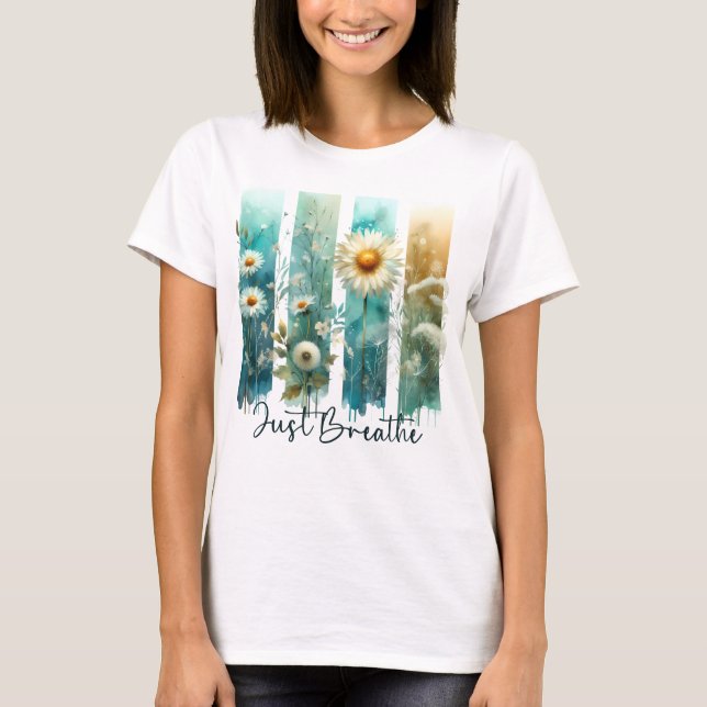 CAMISETA PASTEL WATERCOLOR WILDFLOWER BRUSHSTROKES (Anverso)