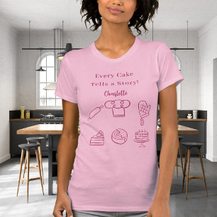 Camiseta Pastelero de utensilios de cocina con escritura ro