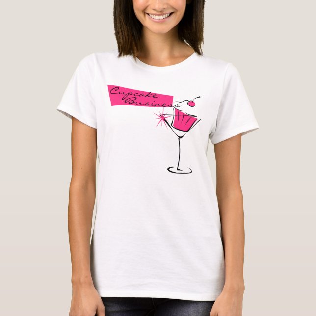 Camiseta Pasteles y Martinis en rosa caliente (Anverso)