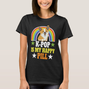 Camiseta Pastilla Feliz de Kpop Corgi Perro Pop Coreano Mer