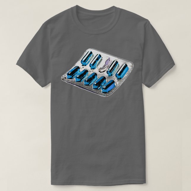Camiseta Pastillas de cápsulas azules (Diseño del anverso)