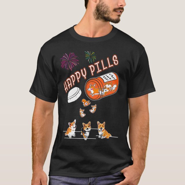 Camiseta Pastillas Felices Corgi Perro T (Anverso)