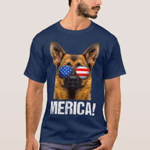 Camiseta Pastor Alemán 4 De Julio Bandera Americana
