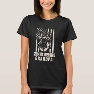 Camiseta Pastor Alemán Abuelo Bandera Estadounidense Perro 