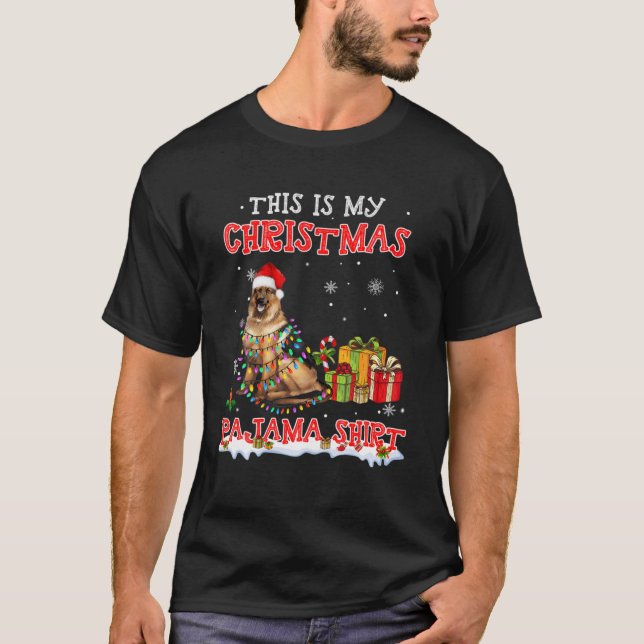 Camiseta Pastor Alemán Aburrido Con Nieve - Navidades Pajam (Anverso)