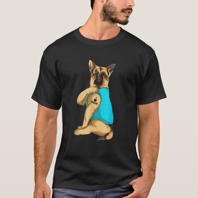 Camiseta Pastor alemán amo a mamá Tattoo Apparel Perro Mamá (Anverso)
