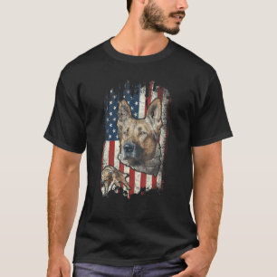 Camiseta Pastor Alemán Angustiado Bandera Americana Patriót