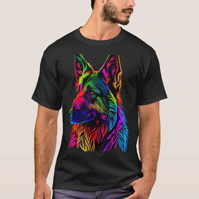 Camiseta Pastor Alemán Arcoíris Diseñador (Anverso)