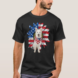 Camiseta Pastor Alemán Bandera Americana Girasol 4 De Julio
