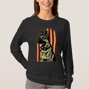 Camiseta Pastor Alemán Bandera Americana Patriótica Perro