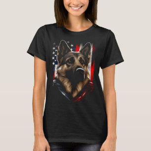 Camiseta Pastor alemán Bandera de Estados Unidos Estados Un