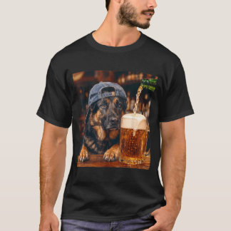 Camiseta Pastor Alemán Bebiendo Cerveza Perro Divertido Mem