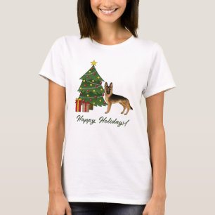 Camiseta Pastor Alemán Black And Tan Y Un Árbol De Navidad