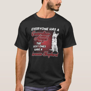 Camiseta Pastor Alemán Blanco Es Mi Ángel de la Guarda Dueñ