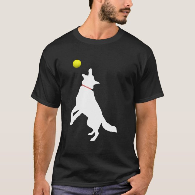 Camiseta Pastor Alemán Blanco Gsd Capturando Tenn Amarillo (Anverso)