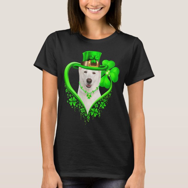 Camiseta Pastor Alemán BLANCO Perro St Patricks Día Lover I (Anverso)