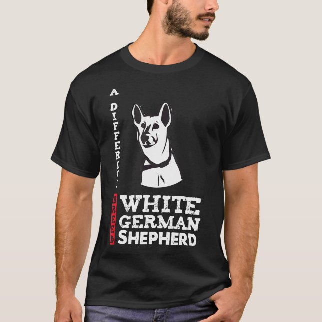 Camiseta Pastor Alemán Blanco Una Raza Diferente (Anverso)