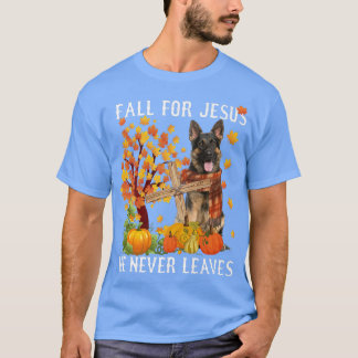 Camiseta Pastor Alemán Cae Otoño Por Jesús Nunca Lea