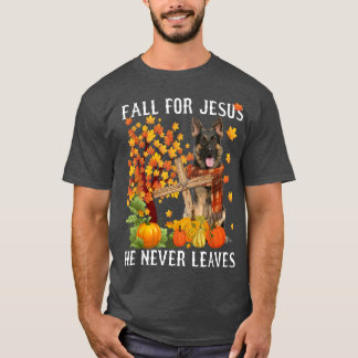Camiseta Pastor Alemán Cae Otoño Por Jesús Nunca Lea