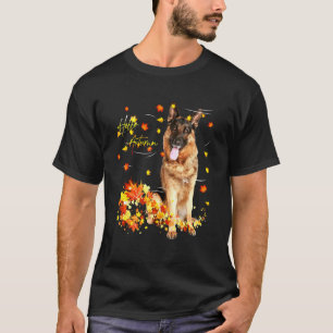 Camiseta Pastor Alemán Caída de Hoja Hola Otoño Para Perro