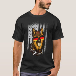 Camiseta Pastor Alemán con bandera de EE. UU. y bandera de 