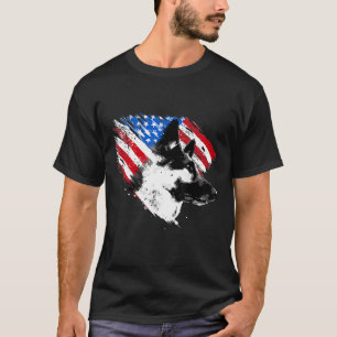 Camiseta Pastor Alemán Con Bandera Estadounidense Patriótic
