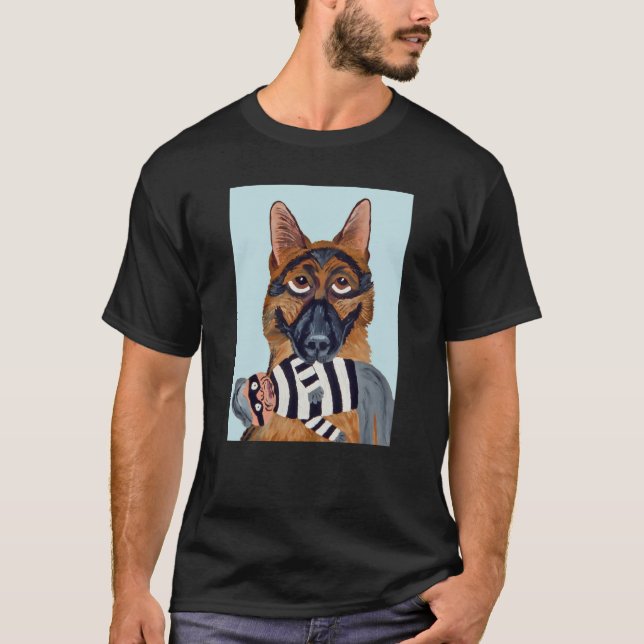 Camiseta Pastor Alemán con juguete de ladrón (Anverso)