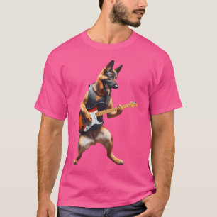 Camiseta Pastor Alemán Con Perro De Guitarra Tocando El Acú